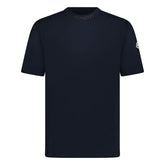 MONCLER LOGO PRINT COTTON JERSEY T-SHIRT NAVY BLUE