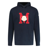 MONCLER LOGO PATCH PULLOVER HOODIE NAVY BLUE