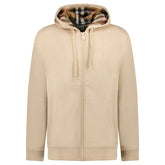 BURBERRY HOVE CHECK HOOD EMBROIDERY LOGO HOODIE BEIGE