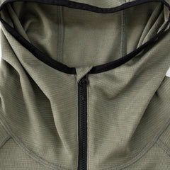 Cayl Men's Live Wool Zip Up Coolmax Hooded Sweatshirt "Khaki"