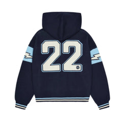 Broken Planet Varsity Knit Zip Up Hoodie Navy Blue