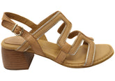 Born Sofia Womens Leather Mid Heel Sandals With Comfortable Footbed