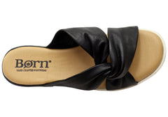 Born Mya Womens Cushioned Comfort Footbed Leather Slides Sandals