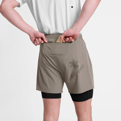 Saysky Men's Pace 2 in 1 Shorts 5" "Taupe"