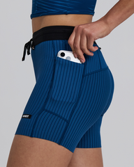 Bandit Women's Striped Cadence 5" Compression Shorts "Ink Blue/Aegean"