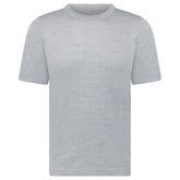 GRAN SASSO SHORT SLEEVE WOOL/SILK/CASHMERE CREWNECK IN LIGHT GREY