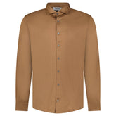 GRAN SASSO MERCERIZED COTTON JERSEY SHIRT IN BROWN