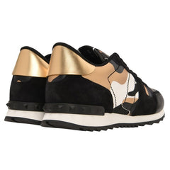 VALENTINO CHROME GOLD ROCKRUNNER TRAINERS BLACK
