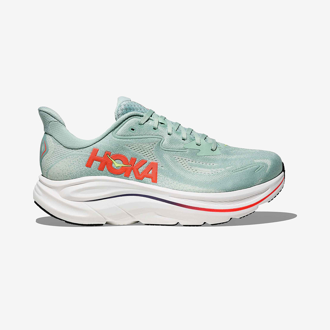Hoka Men's Clifton 10 "Sage/Neon Flame" Wide