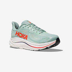 Hoka Men's Clifton 10 "Sage/Neon Flame" Wide