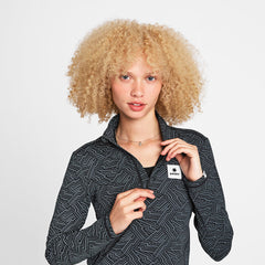 Saysky Women's Reflective Pace 1/2 Zip Long Sleeve "Black AOP"
