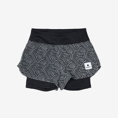 Saysky Women's Reflective Pace 2 in 1 Shorts 3" "Black AOP"