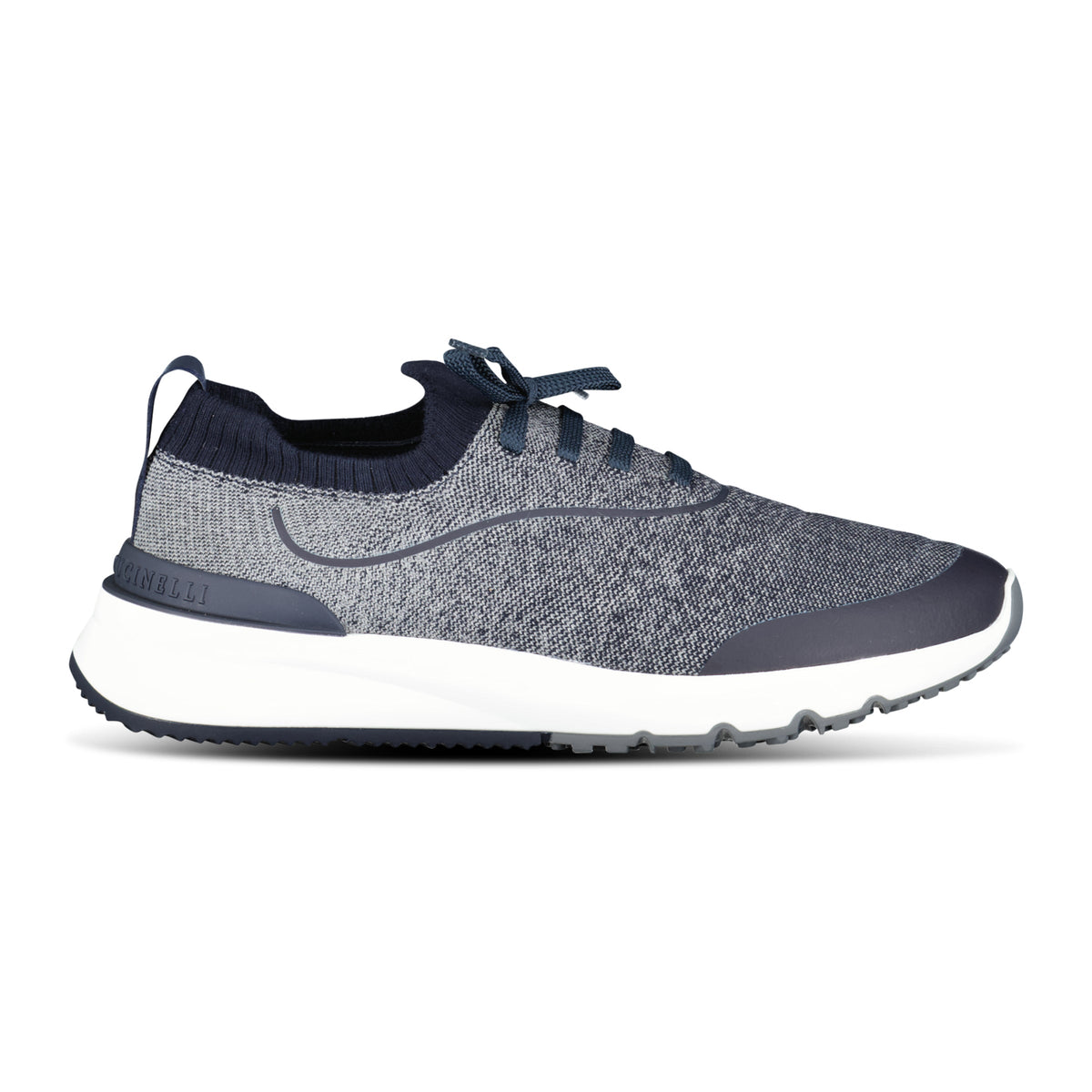 BRUNELLO CUCINELLI STRETCH-KNIT SNEAKERS NAVY