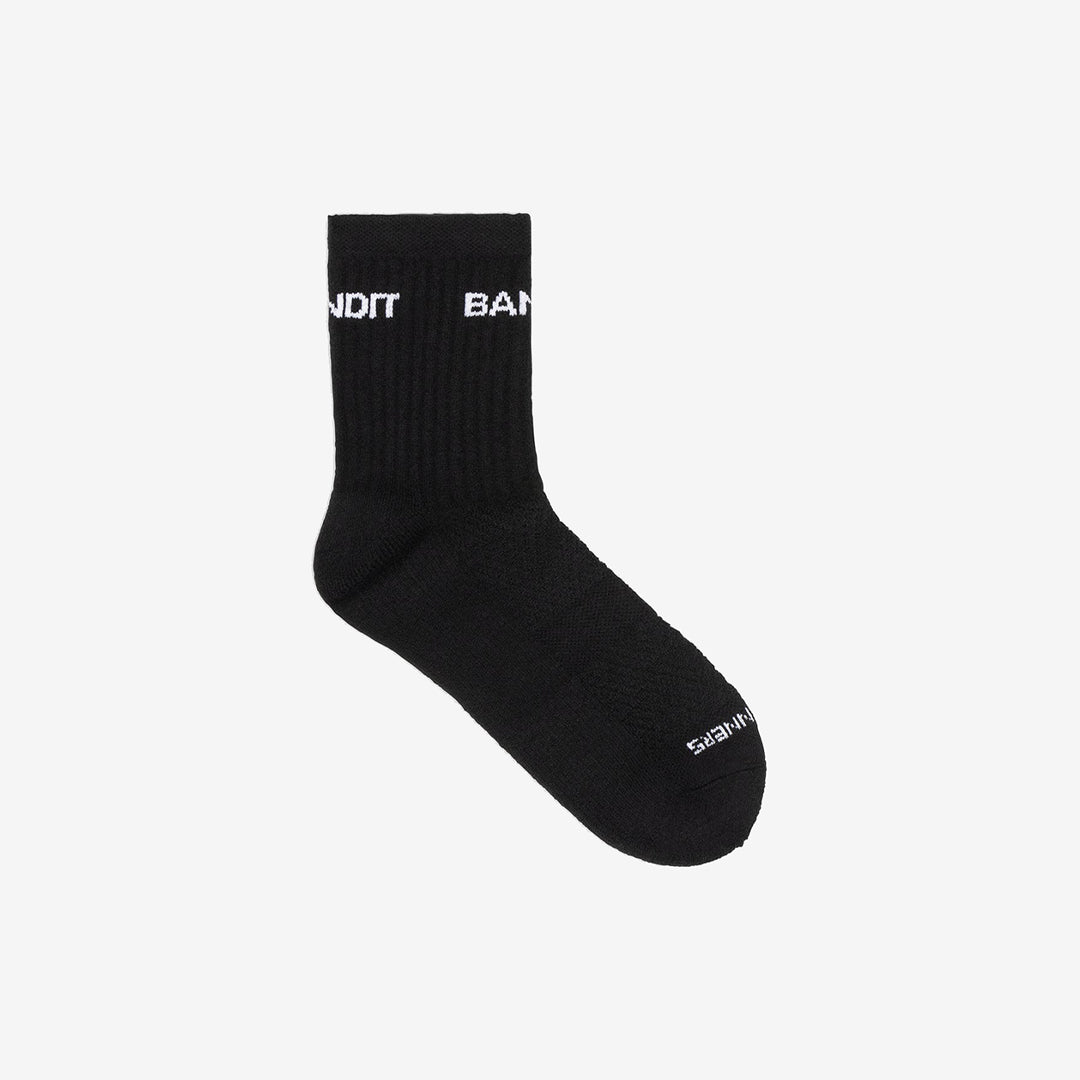 Bandit Unisex Merino Wool Run Socks "Black/White” 2 Pack