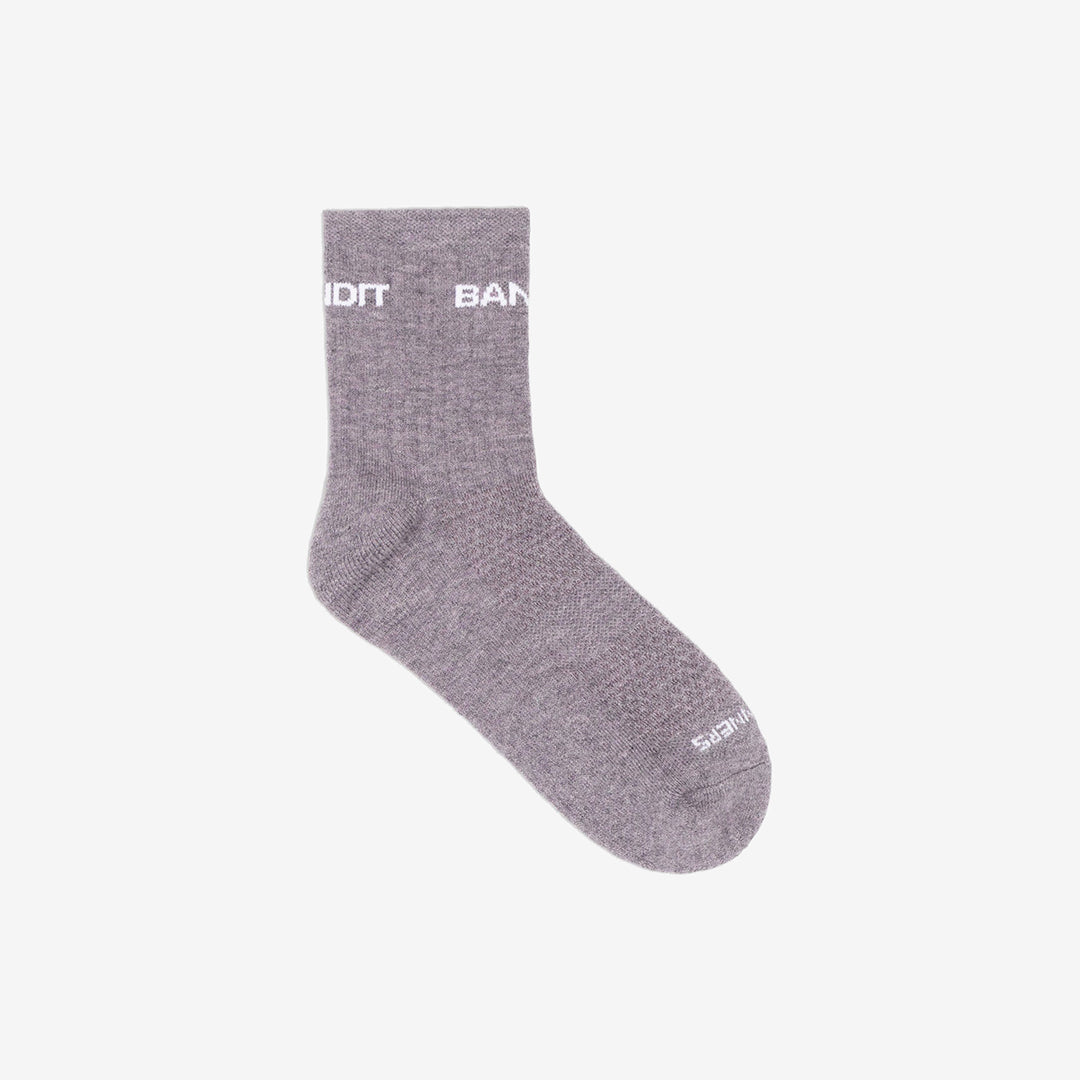Bandit Unisex Merino Wool Run Socks "Haze/White” 2 Pack