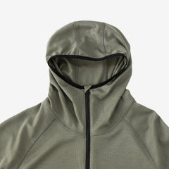 Cayl Men's Live Wool Zip Up Coolmax Hooded Sweatshirt "Khaki"