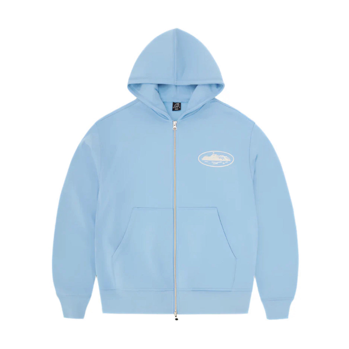 Corteiz Island Puff Print Zip Hoodie Baby Blue