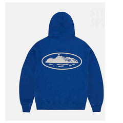 Corteiz Island Puff Print Zip Hoodie Washed Royal