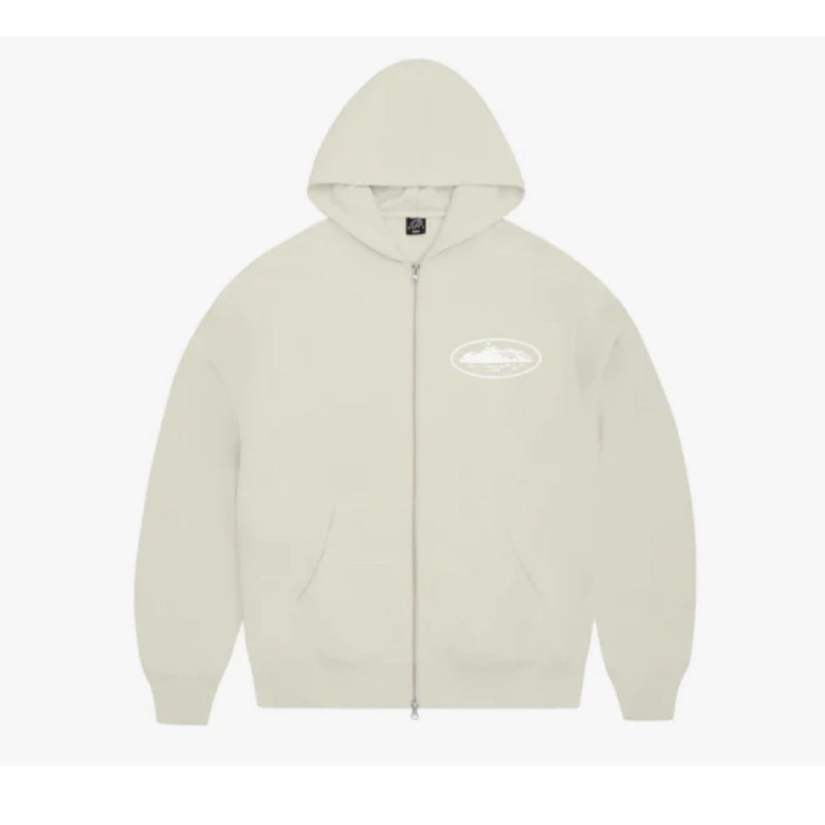 Corteiz Island Puff Print Zip Hoodie Off White