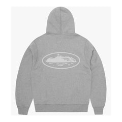 Corteiz Island Puff Print Zip Hoodie Heather Grey