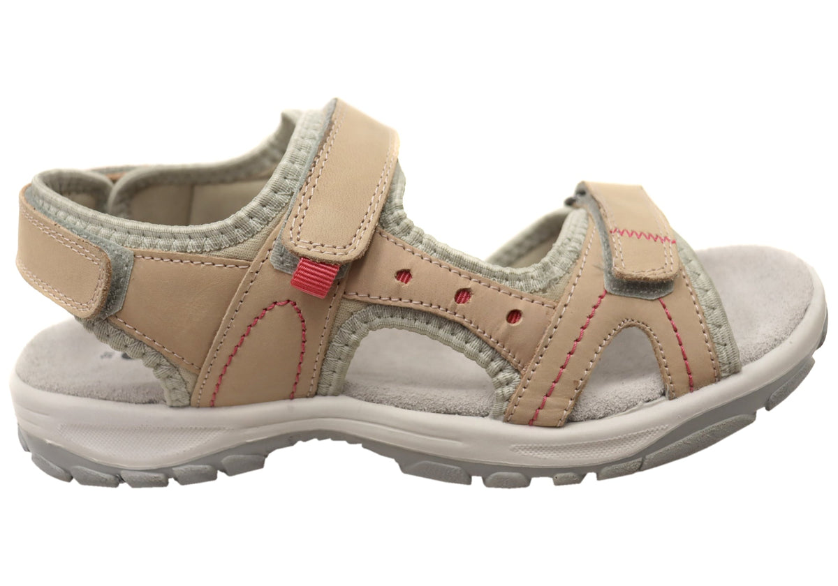 Cabello Comfort Trek Womens Leather Adjustable Strap Sandals