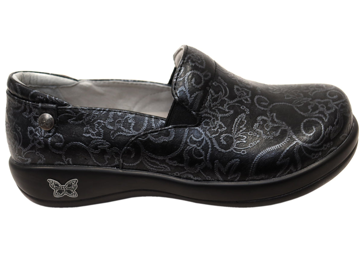Alegria Keli Womens Comfortable Leather Shoes Embroider Me Pewter