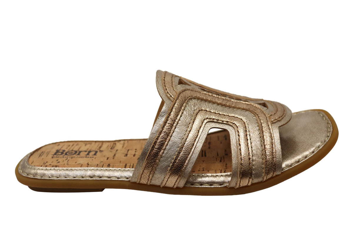 Born Hyannis Womens Leather Comfortable Slides Sandals