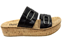 Born Solina Womens Comfortable Leather Platform Slides Sandals