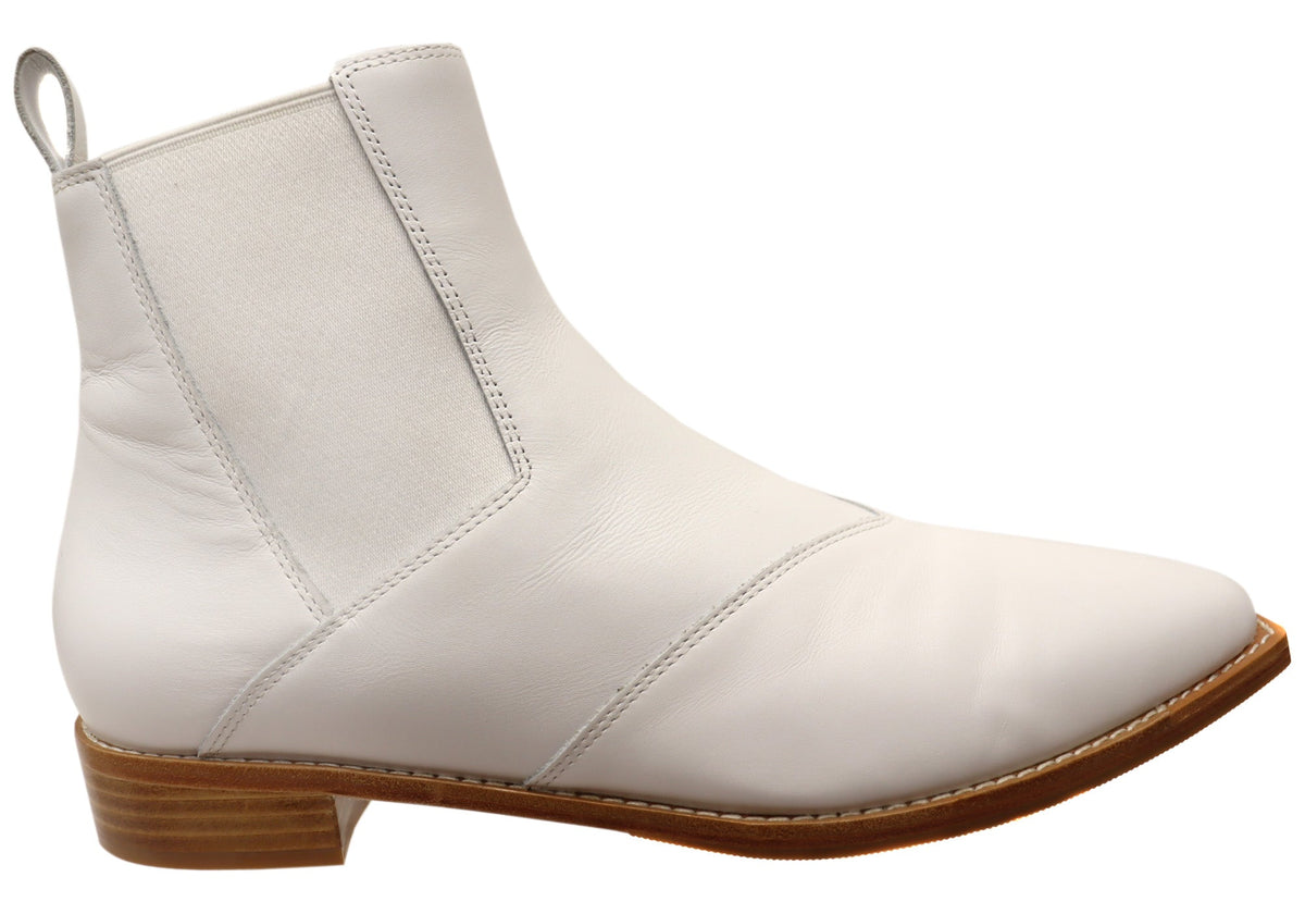 Bared Footwear Hoatzin Womens White Leather Ankle Boots