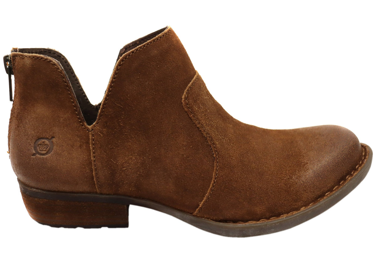 Born Kerri Womens Comfortable Leather Low Heel Ankle Boots