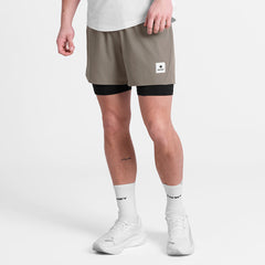 Saysky Men's Pace 2 in 1 Shorts 5" "Taupe"