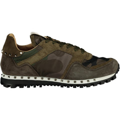 VALENTINO  CAMO ROCKSTUD TRAINERS KHAKI & BLACK